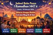 Jadwal Buka Puasa WIB Kamis, 19 Februari 2026 (1 Ramadhan 1447 H)