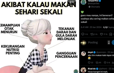 Tangkap layar unggahan soal akibat makan sehari sekali.