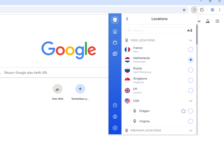 Ilustrasi cara menginstal VPN dengan koneksi dari wilayah Belanda.