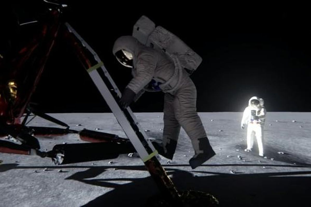 Adegan pendaratan manusia di bulan yang direkayasa kembali oleh Nvidia untuk membuktikan kebenarannya.