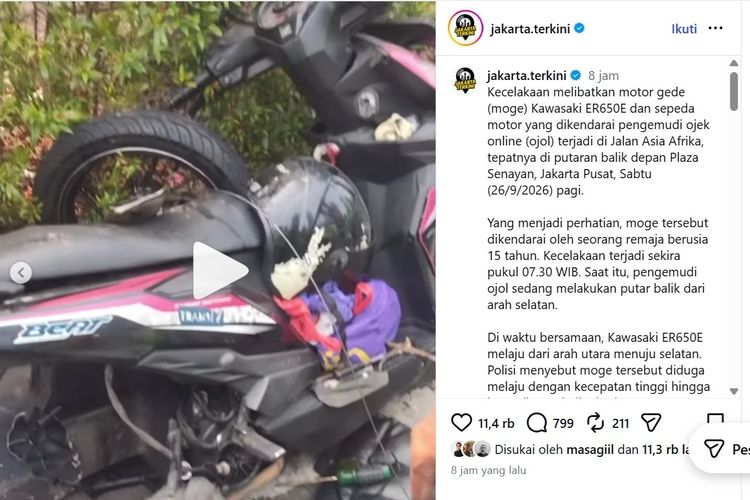 Kecelakaan Moge Dikendarai Remaja 15 Tahun, Tabrak Ojol di Senayan