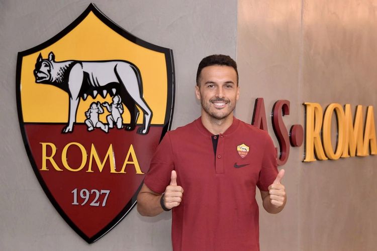 Pedro Rodriguez setelah resmi diperkenalkan AS Roma sebagai rekrutan anyar, Selasa 25 Agustus 2020.