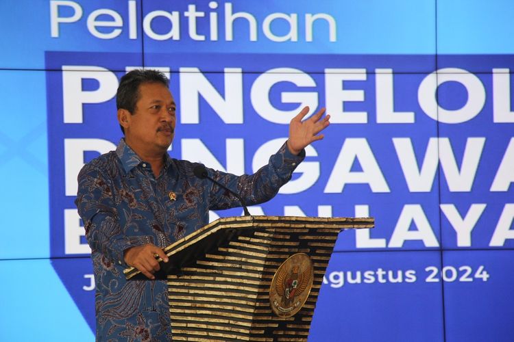 Menteri Kelautan dan Perikanan Sakti Wahyu Trenggono dalam acara latihan pengelolaan dan pengawasan Badan Layanan Umum (BLU) di Jakarta beberapa waktu lalu.