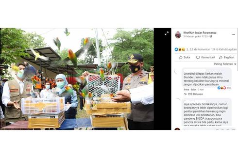 Ramai soal Unggahan Foto Gubernur Jatim Khofifah Lepas Lovebird, Ini Kata Peneliti LIPI