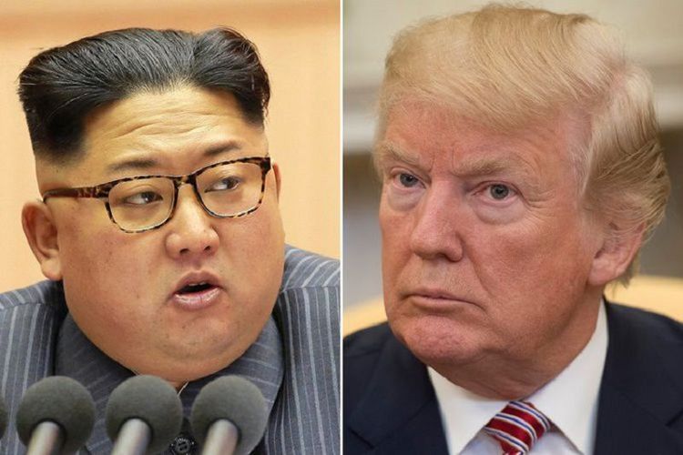 Pemimpin Tertinggi Korea Utara Kim Jong Un dan Presiden Amerika Serikat Donald Trump  