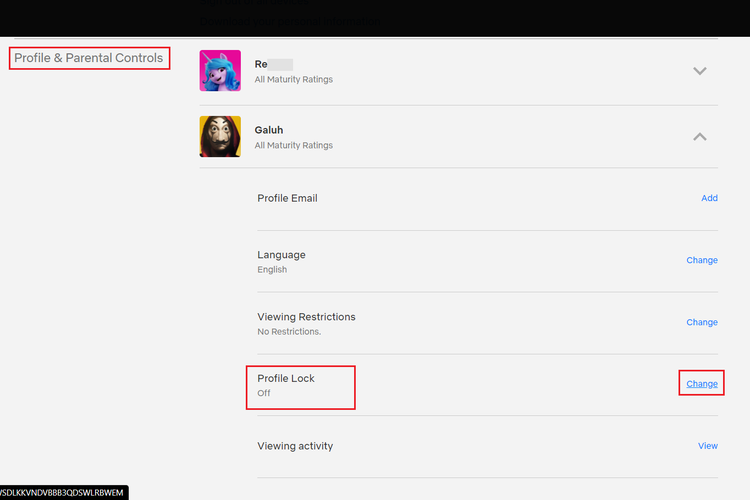 Cara kunci profil di Netflix.