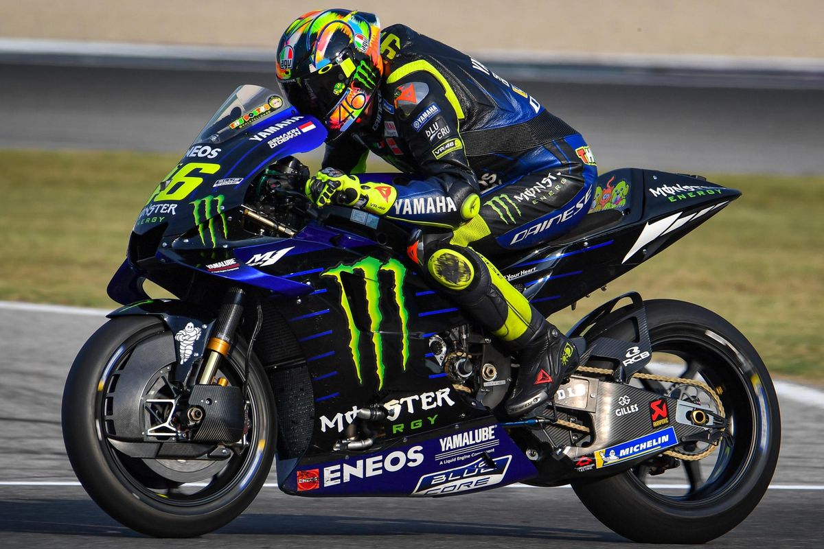 Valentino Rossi saat sesi tes resmi di Misano.