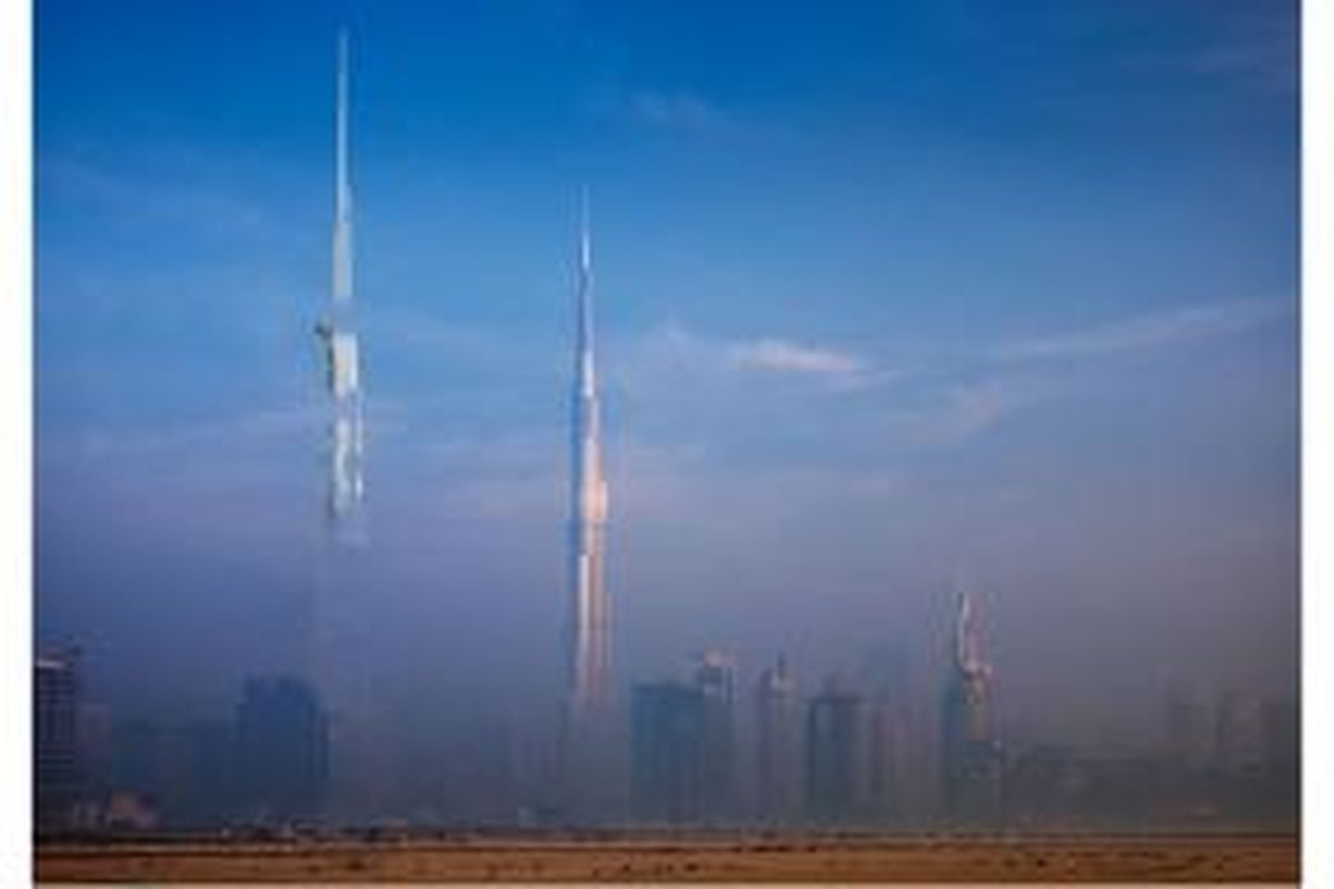 Kingdom Tower di antara pencakar-pencakar langit lainnya.