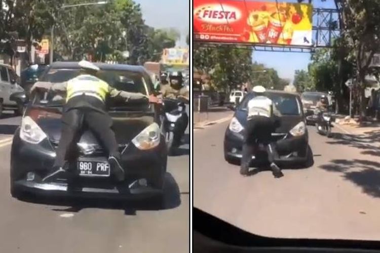 Viral, video polisi tertabrak dan terseret mobil di Bandung beredar di media sosial Twitter pada Kamis (25/7/2019).