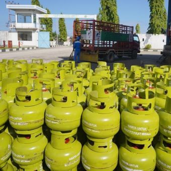 Gas 3 kg di salah satu pangkalan di Kendari