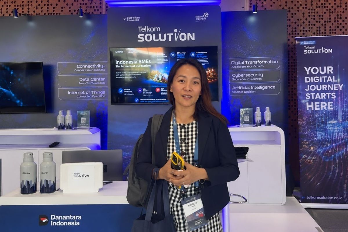 Business Development 3Tech Corporate Limited China, Candice Yuag, mengunjungi booth Telkom Solution dalam gelaran BATIC 2026 di Nusa Dua, Bali, Senin (25/8), untuk melihat kapabilitas solusi dan menjajaki peluang kolaborasi bisnis B2B ICT di kawasan Asia Pasifik.