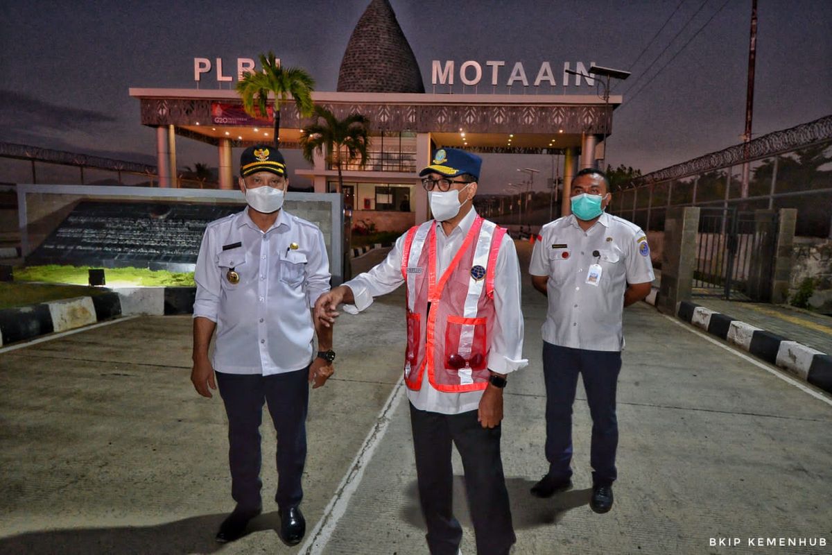 Menteri Perhubungan Budi Karya Sumadi kunjungi Pos Lintas Batas Negara (PLBN) Motaain, Kabupaten Belu, Atambua, Nusa Tenggara Timur (NTT) pada Rabu (20/7/2022).