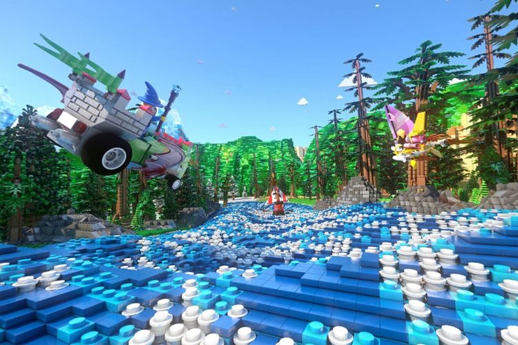 Gambar diam dari LEGO® Virtual Reality Roller Coaster, The Great LEGO Race.