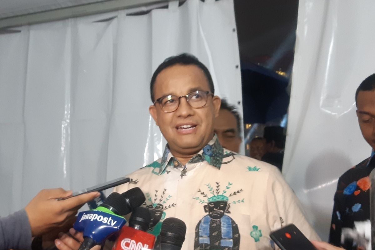 Gubernur DKI Jakarta Anies Baswedan di panggung utama Bunderan HI, Jakarta Pusat, Rabu (1/1/2020)