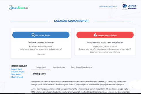 Cara Cek dan Lapor Nomor Penipu lewat Aduannomor.id Kemenkominfo