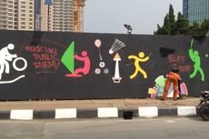 Belum Selesai Dikerjakan PPSU, Mural Asian Games di Pondok Indah Dicorat-coret