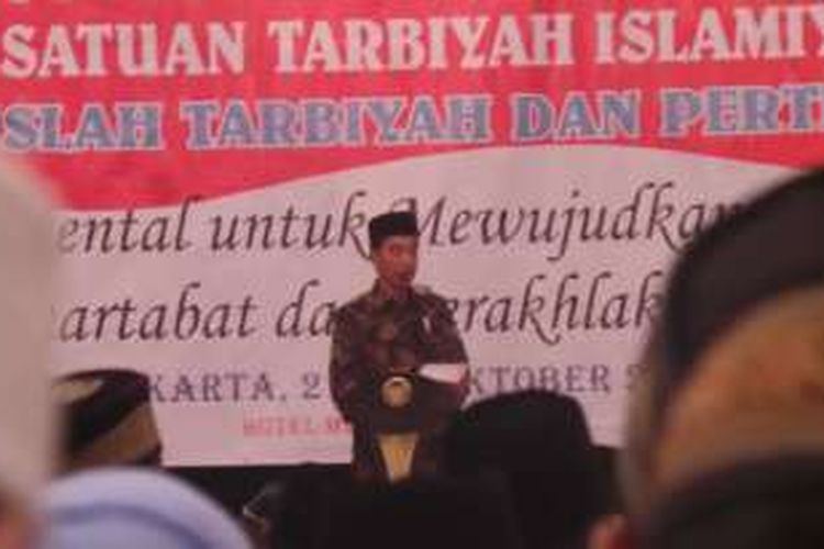 Presiden Joko Widodo membuka Musyawarah Nasional Persatuan Tarbiyah Islamiyah di Jakarta, Jumat (21/10/2016).