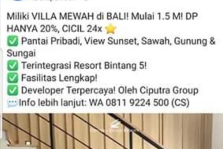 Iklan perumahan di Bali yang tawarkan pantai pribadi