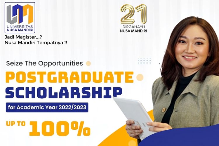 Universitas Nusa Mandiri (UNM) menawarkan beasiswa magister 2022 Program Studi (Prodi) Ilmu Komputer