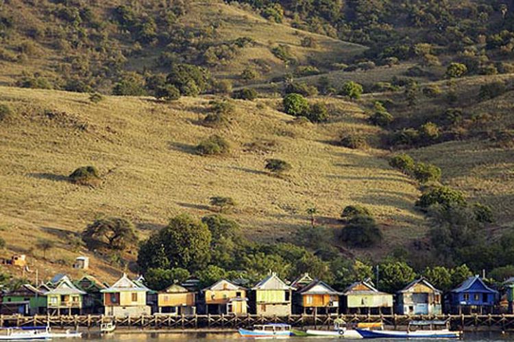 Deretan rumah panggung di Desa Komodo, kecamatan Komodo, Kabupaten Manggarai Barat, NTT.