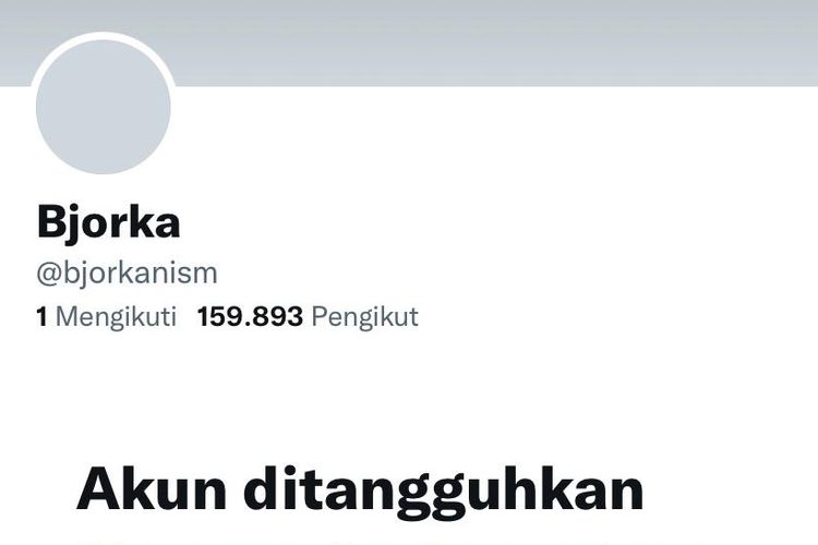 Tangkapan layar akun Twitter Bjorka dengan handle @Bjorkanism yang diblokir pada Minggu sore (11/9/2022).
