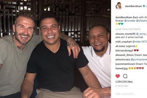 Di Instagram, David Beckham Akrab Bersama Ronaldo dan Roberto Carlos