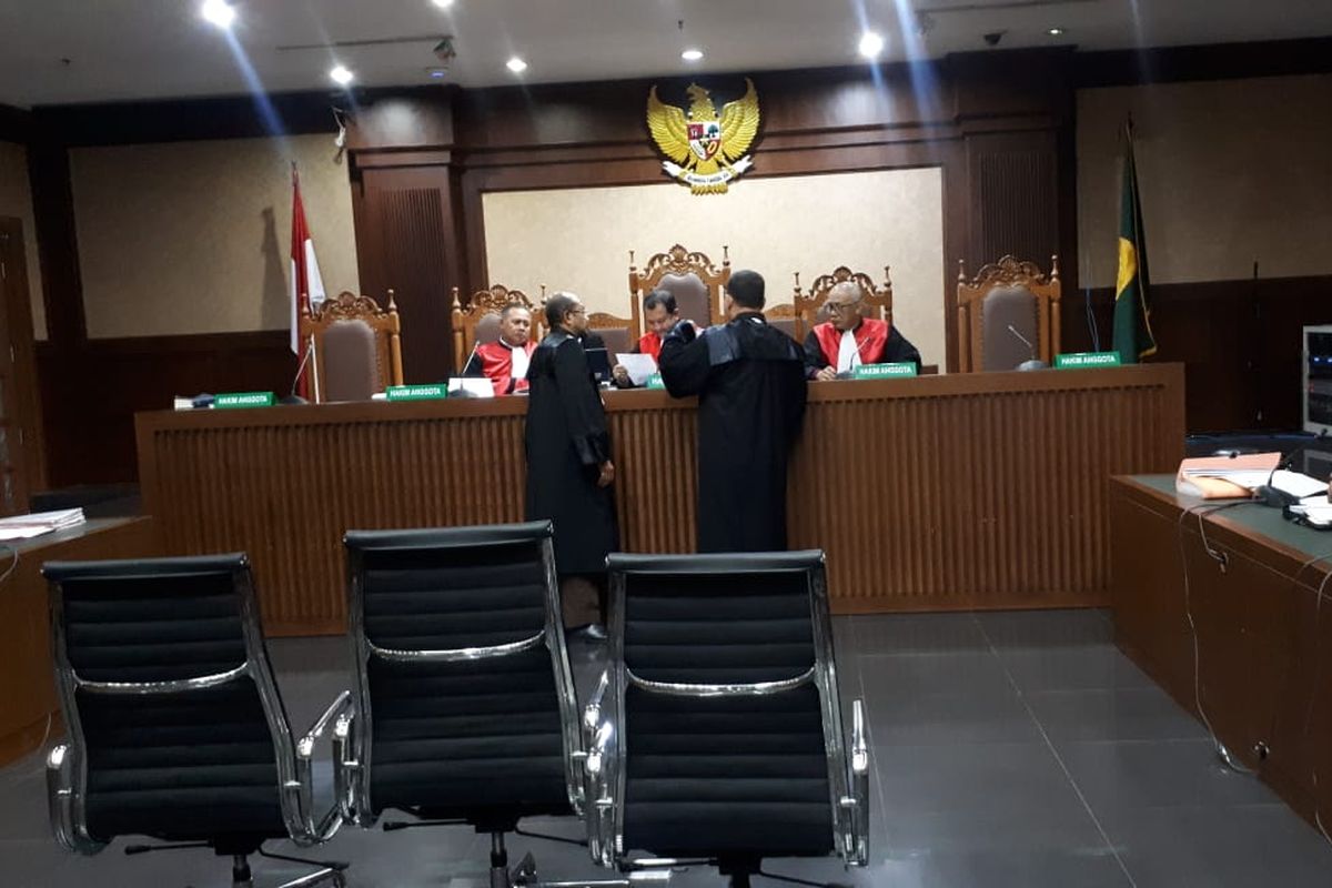 Kondisi persidangan Kivlan Zen di Pengadilan Negeri Jakarta Pusat, Kamis (10/10/2019).