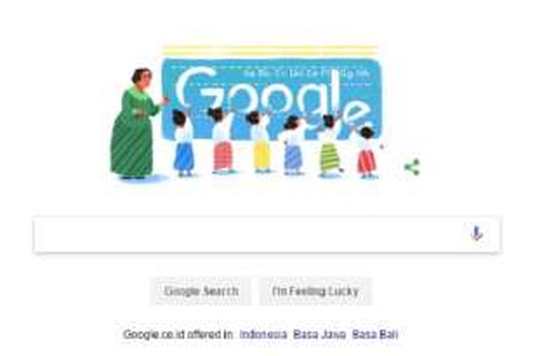 Google peringati hari ulang tahun Dewi Sartika ke-132 dengan doodle.