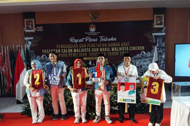Nomor Urut Paslon Pilkada Kota Cirebon: Dani-Fitria 1, Eti-Suhendrik 2, Effendi-Siti 3
