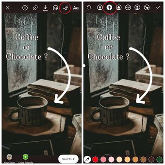Contoh penggunaan fitur Arrow untuk instastory di instagram