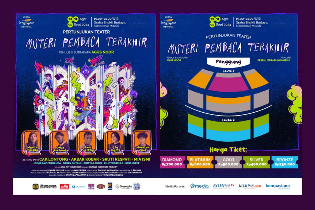 Pesta Literasi Indonesia akan menampilkan pertunjukan teater bertajuk Misteri Pembaca Terakhir garapan sastrawan Indonesia Agus Noor.