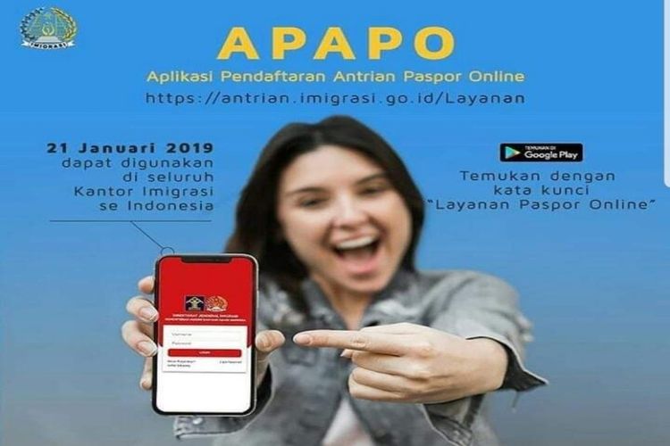Kantor Imigrasi Kelas I TPI Manado telah menerapkan Aplikasi Pendaftaran Antrean Paspor Online (APAPO), Senin (21/01/2019).