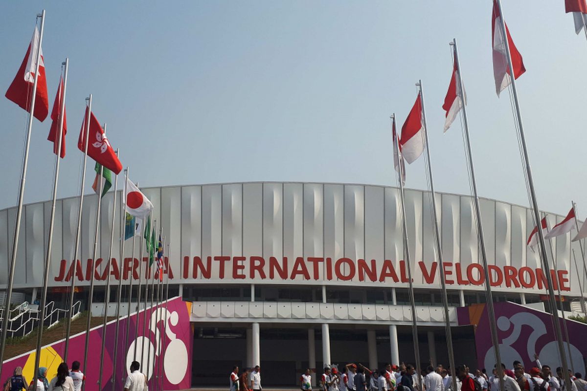 Jakarta International Velodrome yang diklaim sebagai arena balap sepeda terbaik di Asia. Foto diambil setelah peresmian Velodrome, Rabu (15/8/2018).