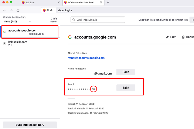 Ilustrasi cara mengetahui password Gmail via browser laptop