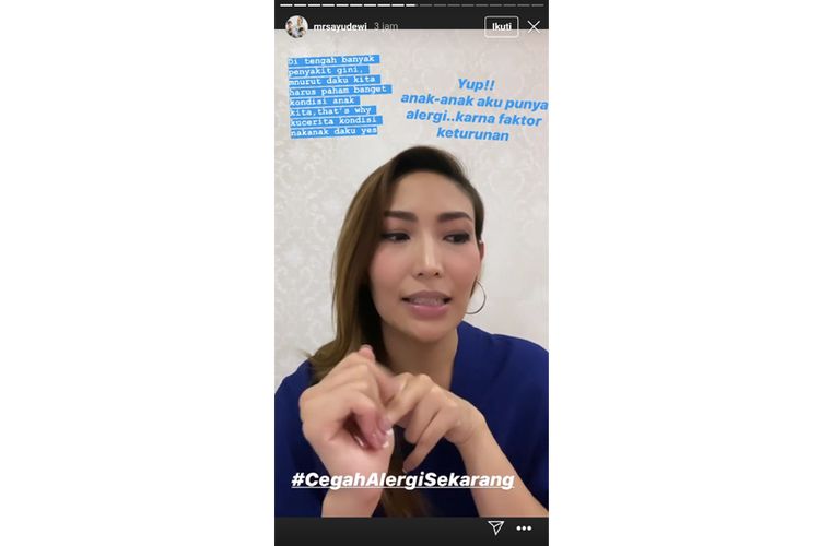 Ayu Dewi menceritakan pengalaman merawat kedua anaknya yang memiliki alergi.