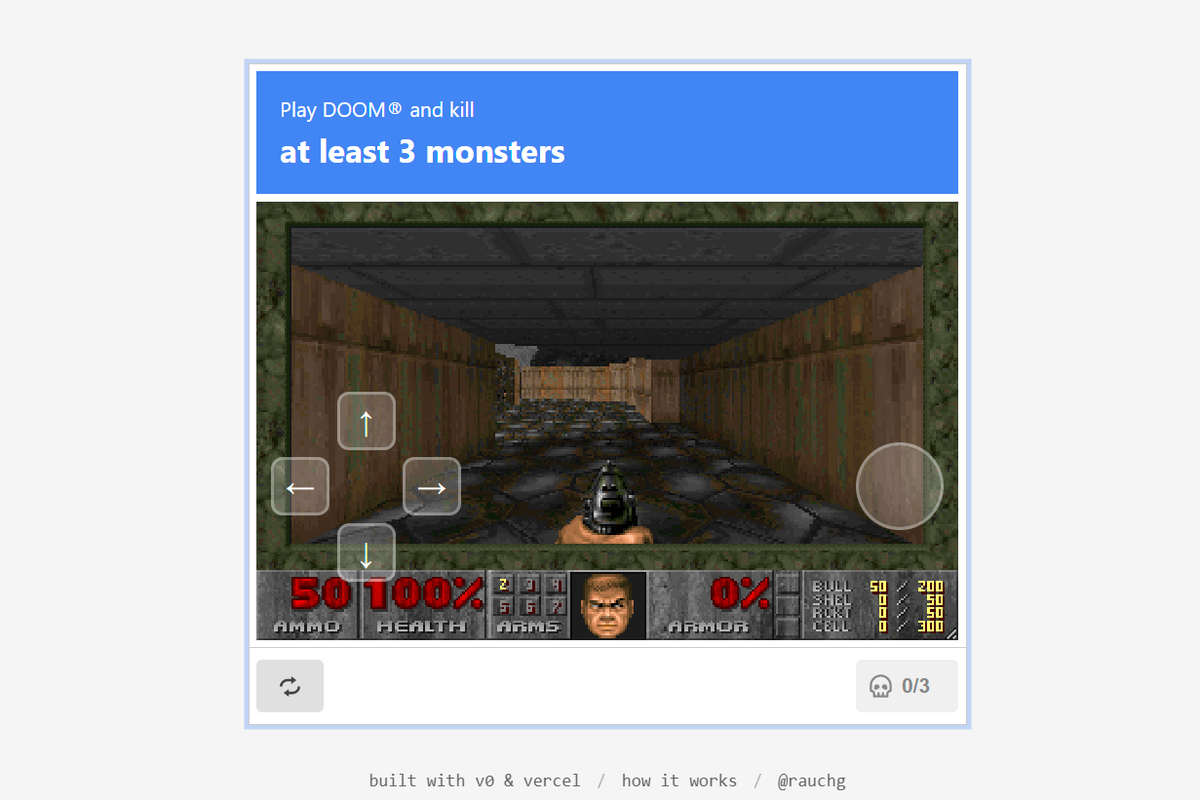 Ilustrasi captcha game Doom yang bisa dimainkan pengguna.