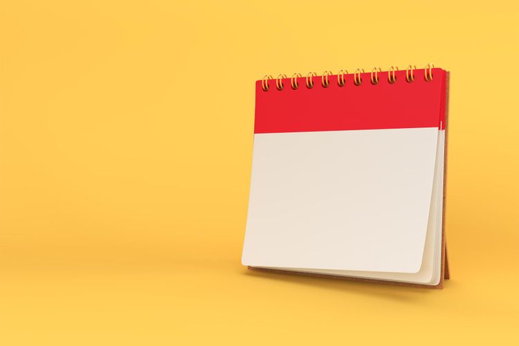 Ilustrasi kalender. Sisa tanggal merah 2025.