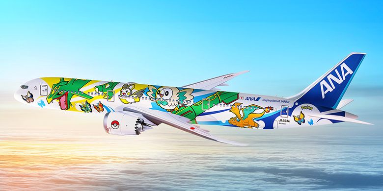 Ilustrasi pesawat All Nippon Airways Pikachu