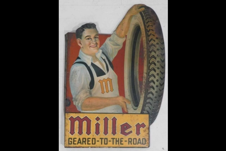 Plang iklan kuno Miller Tire Geared to the Road 