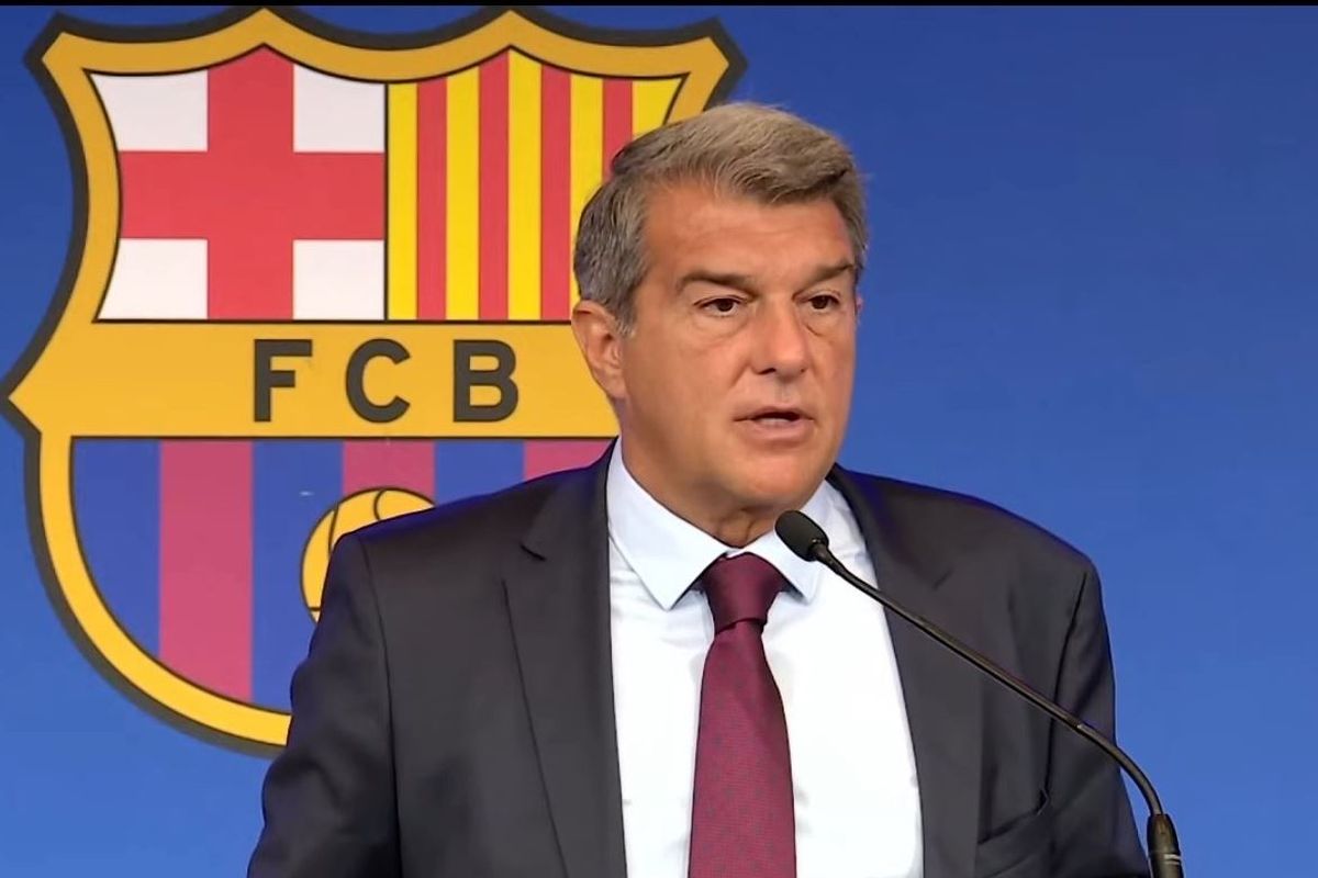 Presiden Barcelona, Joan Laporta. Terkini, Joan Laporta mengaku tidak terganggu dengan komentar kakak Lionel Messi, Matias, yang menyebut Barcelona menjadi klub yang lebih terkenal berkat keberadaan adiknya itu. (Foto: Tangkapan layar BARCA TV)