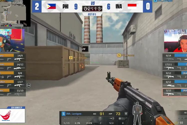 Game ketiga Indonesia vs Filipina di cabor e-sports CrossFire di SEA Games 2021.