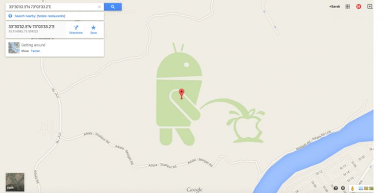 Map Maker pernah dipakai iseng oleh pengguna untuk membubuhkan gambar kurang senonoh ini di peta Google Maps pada 2015 silam. Kejadian ini sekaligus menandai rawannya fitur editing peta terhadap penyalahgunaan. 