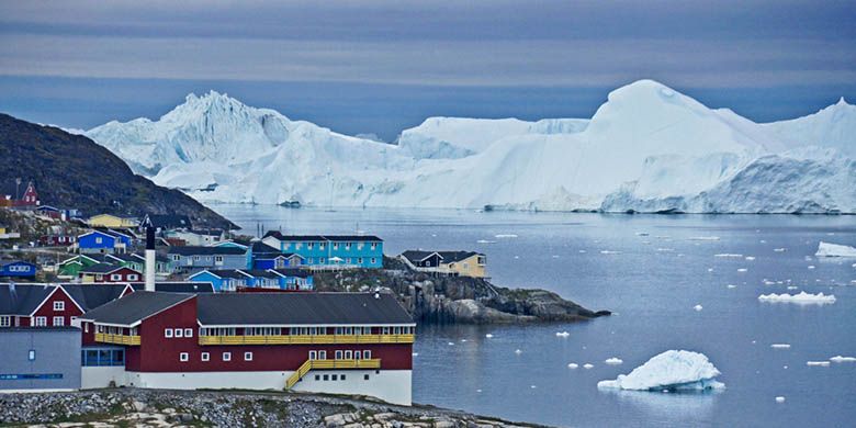 Ilulissat, Greenland Barat. Pegunungan es di Greenland.
