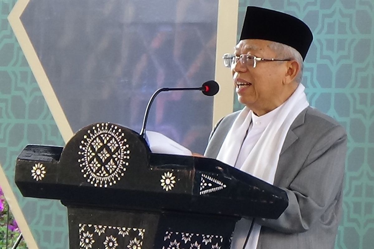 Maruf Amin saat memberikan sambutan dalam Mukernas MUI di Mandalika, Lombok, NTB.