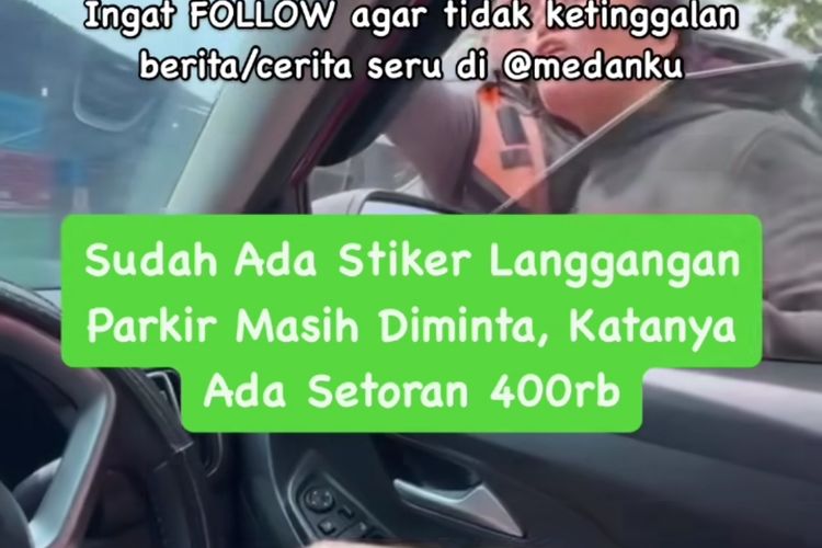 Potongan video jukir dan pengendara mobil cek-cok soal parkir berlangganan di Jalan Merak Jingga, Kota Medan, Selasa (2/7/2024)