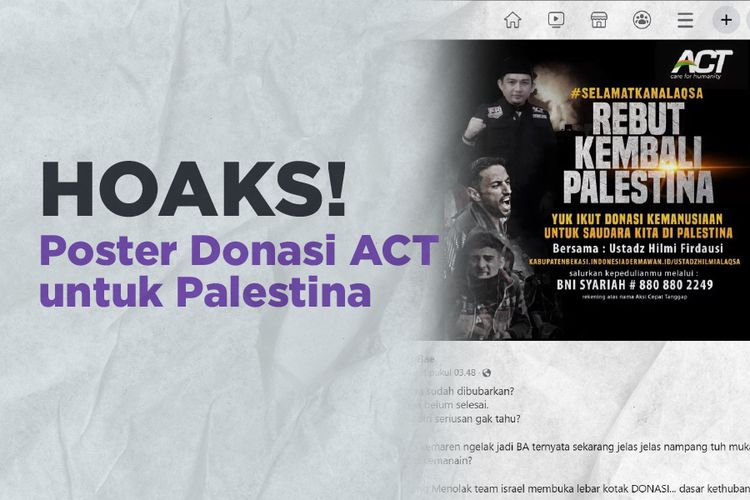 HOAKS! Poster Donasi ACT untuk Palestina