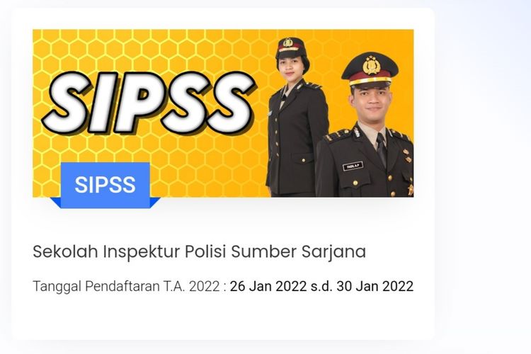 Polri buka lowongan  
Sekolah Inspektur Polisi Sumber Sarjana 