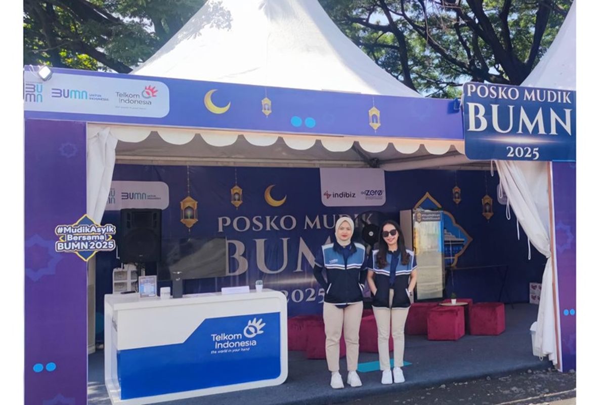 Telkom menghadirkan layanan wifi gratis pada Posko Mudik BUMN 2025. 