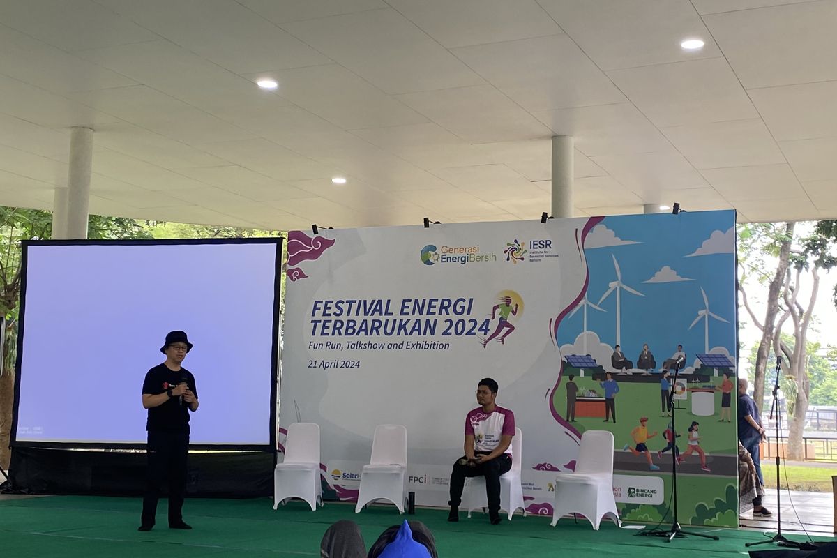 Talkshow Festival Energi Terbarukan 2024 di Tebet Eco Park, Jakarta, Minggu (21/4/2024).  