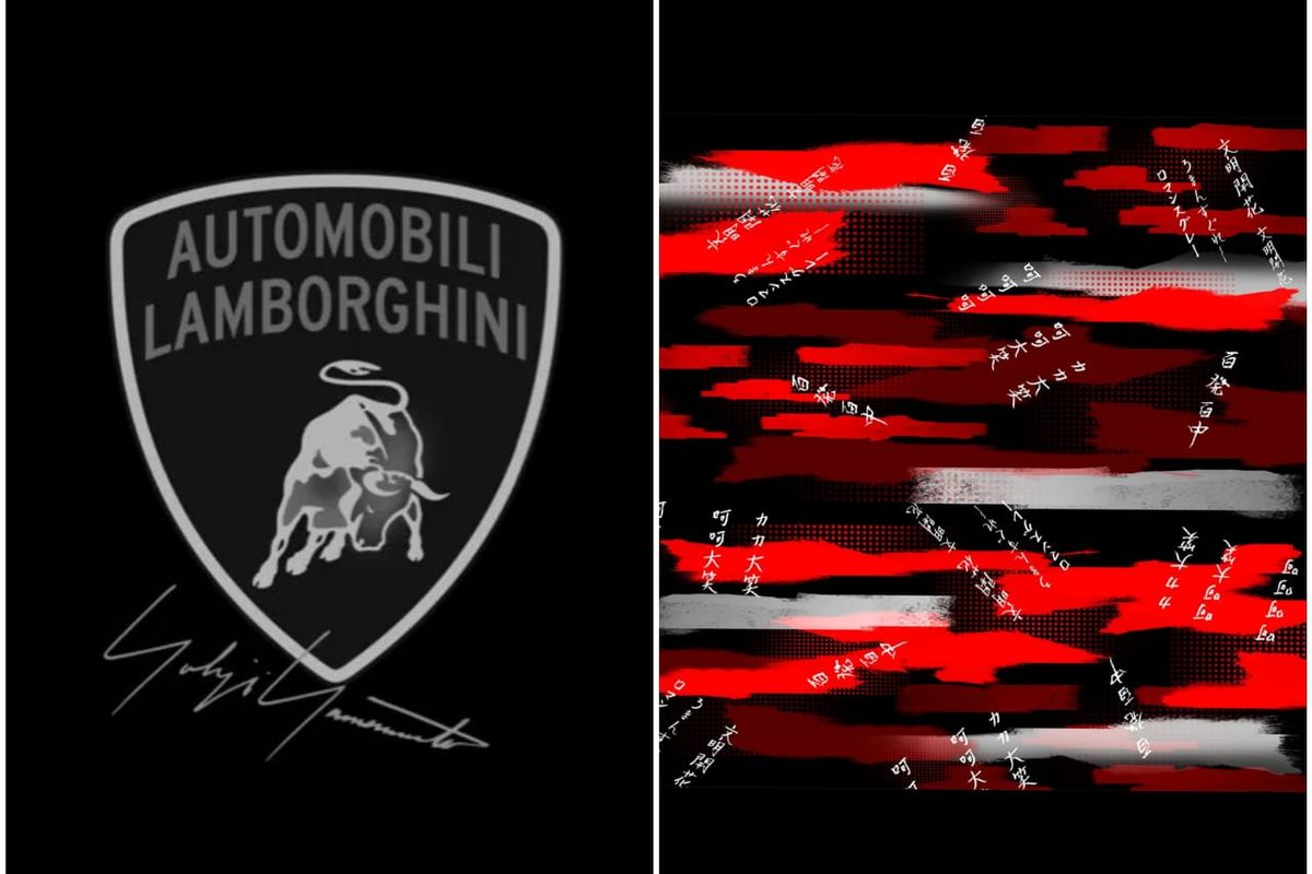 Dua desain yang menggambarkan kerja sama kolaborasi antara desainer Jepang Yohji Yamamoto dan perusahaan supercar Lamborghini. 